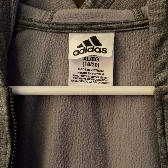 Adidas Zip-Up Hoodie Boys XL (18/20) Gray - Picture 3 of 4